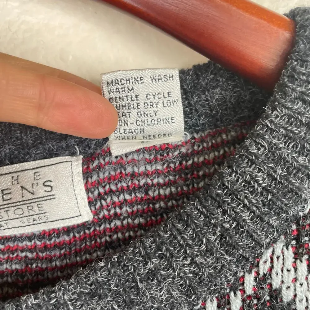 Vintage Sears Mens Sweater Sz S/M Indie Grunge Nordic Argyle Hipster Cabin Cosby